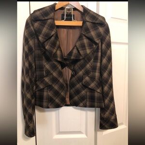 2 Piece BcBgMaxazria Wool Tartan Skirt Suit